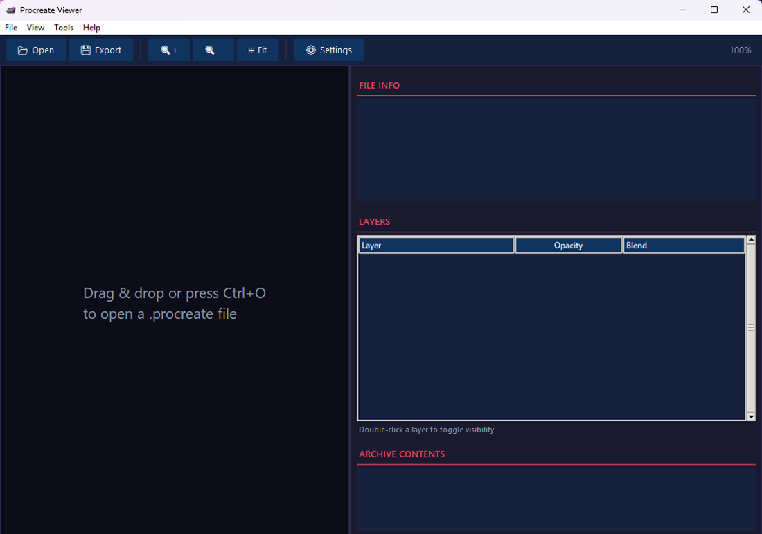 ProcreateViewer main interface